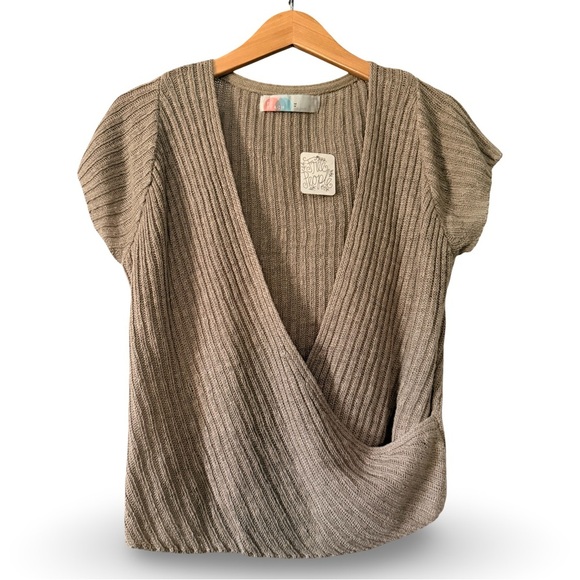 Free People Sweaters - NWT Free People Criss Cross Wrap Knit Short Sleeve Sweater